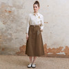 famecoco范可儿植物刺绣半身裙女松紧腰纯棉a字裙子FAC1HA011 商品缩略图4