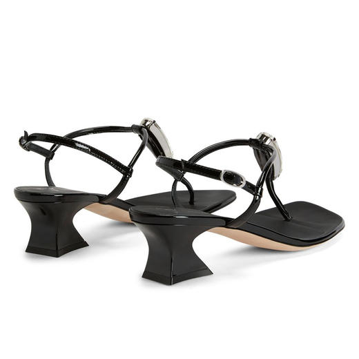 Giuseppe Zanotti 女士签名徽标中跟夹趾凉鞋 黑色 E400027004 商品图2