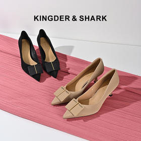 2024经典鲨春季女鞋新款6cm细跟浅口哑光单鞋KW198-D17061