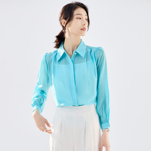 【天丝面料 轻薄凉爽】罗蒙女士长袖衬衫莱赛尔舒适百搭清爽衬衫开衫女 商品图2