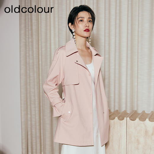 oldcolour2023春季新款百搭气质简约宽松通勤风衣外套女P12047293 商品图1