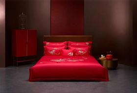 博洋家纺婚庆红套件鸳鸯戏水六件套