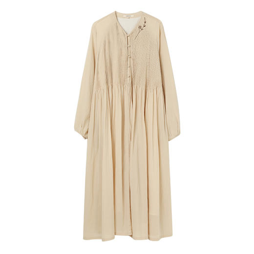 famecoco范可儿中式手工绣花长袖连衣裙女士宽松长裙FAC1FA001 商品图5