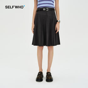 SELFWHO 小个子百褶裙2024新款夏季低腰a字垂感气质百搭半身裙子
