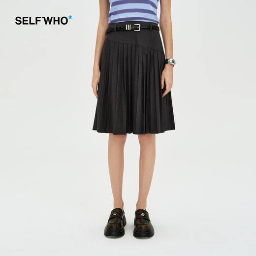 SELFWHO 小个子百褶裙2024新款夏季低腰a字垂感气质百搭半身裙子 商品图0