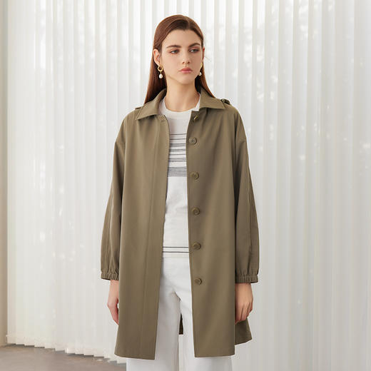 【女士风衣外套】24年春夏新品女士中长款单排扣直筒长袖外套 商品图2