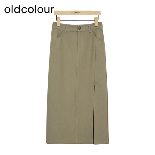 oldcolour复古半身裙春季新款高腰直筒开叉高级西装裙女P11063141 商品图2