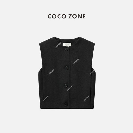 COCO ZONE2024高级感圆领排扣马甲破缝拼接含里布马夹24C10173 商品图0