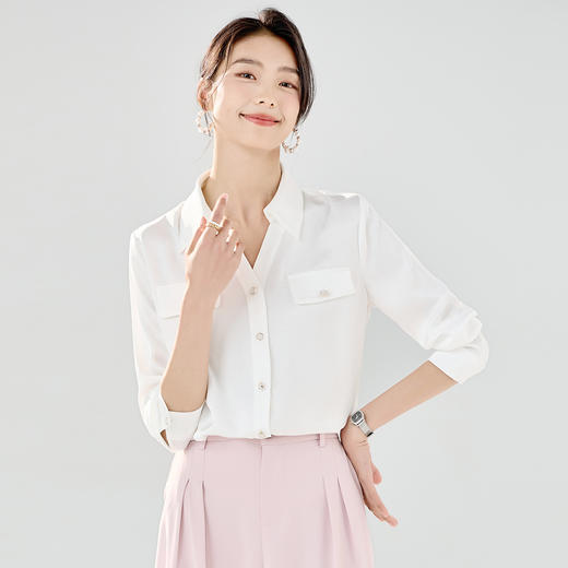【简约日常】罗蒙女士长袖衬衫气质时尚百搭通勤舒适衬衫开衫女 商品图4