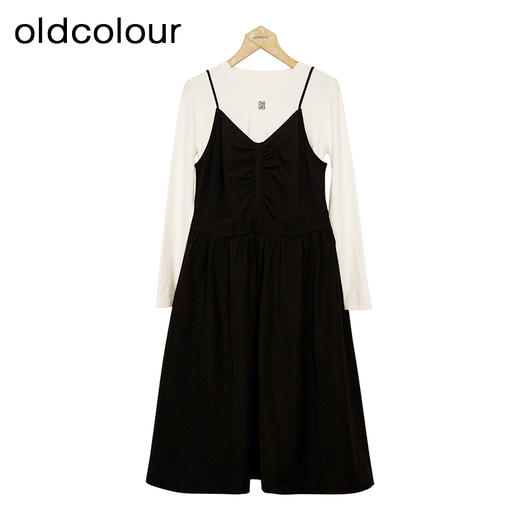 oldcolour吊带连衣裙套装春季新款气质通勤长袖中长裙女P12103406 商品图0