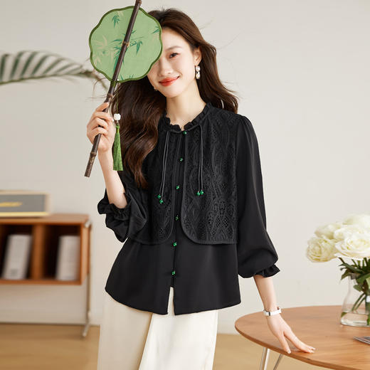 新中式国风衬衫，重工盘扣长袖衬衣CC-QL-S6675 商品图3