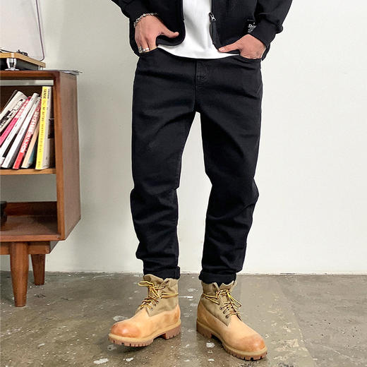 徐太浪美式高街水洗黑色牛仔裤男春季潮牌潮流痞帅大码修身小脚裤 商品图1