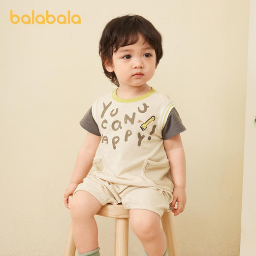 巴拉巴拉宝宝连体衣婴儿衣服哈衣爬服新款夏装假两件时髦舒适 商品图2