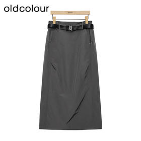 oldcolour灰色半身裙春季新款美式复古气质休闲长裙女P12063233