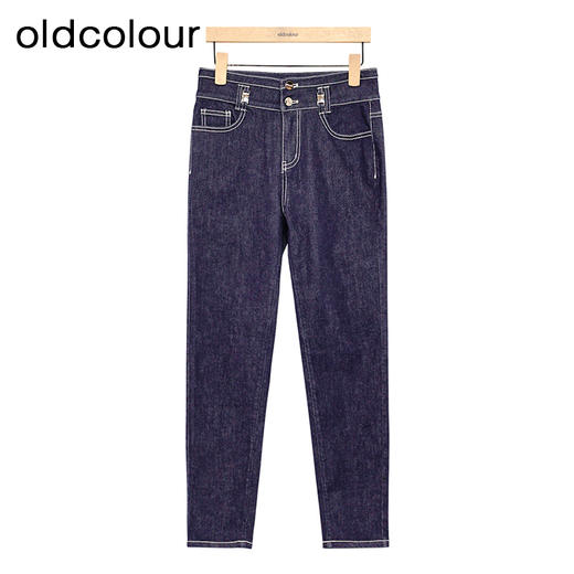oldcolour水洗牛仔裤春季新款高腰复古修身小脚铅笔裤女P11113107 商品图2