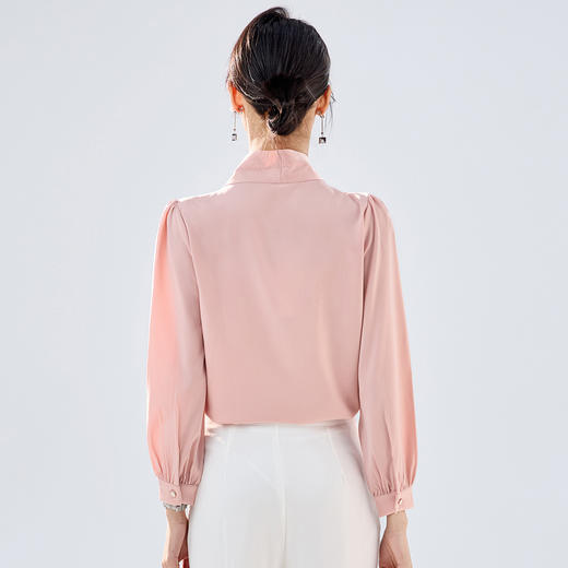 【系带领结】罗蒙女士长袖衬衫商务通勤舒适优雅简约大气衬衫女 商品图5