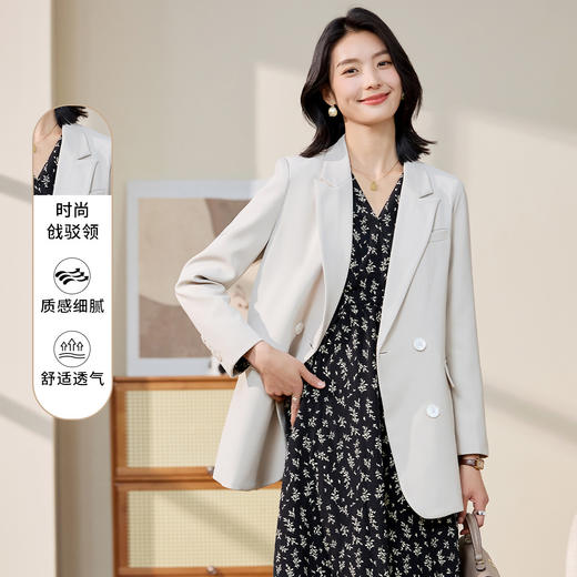 【时尚潮流】罗蒙女士西服后摆开叉简约休闲大众日常西服外套女 商品图6