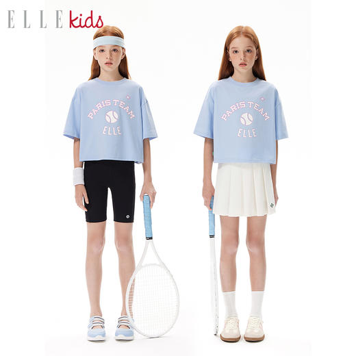 ELLEkids童装 凉感印花短袖T恤女童夏季新品运动休闲宽松短款上衣 商品图1