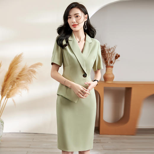 艾尚臣职业连衣裙女夏季高级感名媛职场套装轻奢显瘦气质ol西装裙 商品图1