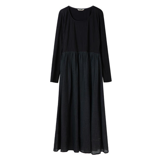 Famecoco假两件拼接极简连衣裙女士圆领气质过膝长裙FAC1FA010 商品图6