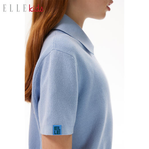 ELLEkids童装 高尔夫polo领针织短袖女童2024秋夏新品短款上衣 商品图3