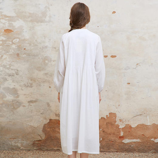 famecoco范可儿中式手工绣花长袖连衣裙女士宽松长裙FAC1FA001 商品图2