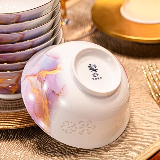 富玉  景德镇高温瓷餐具 新款高级感 10只装饭碗组合礼盒装 商品图3