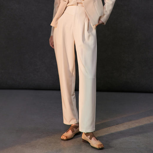 Famecoco范可儿优雅垂感TR直筒西装裤女士纯色长裤子 商品图1