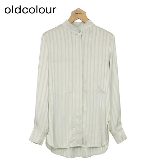 oldcolour条纹衬衫春季新款休闲通勤立领长袖上衣女HP15013509 商品图2