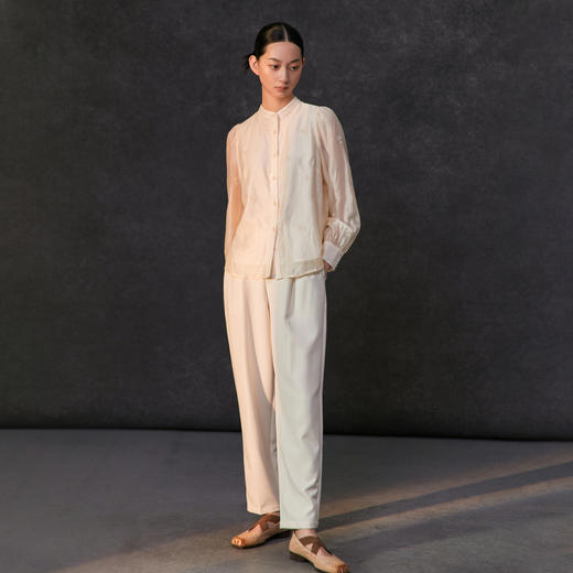 Famecoco范可儿优雅垂感TR直筒西装裤女士纯色长裤子 商品图3