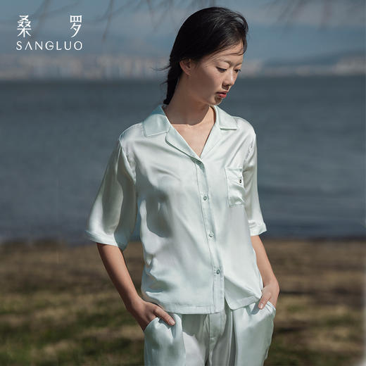 【石榴婆专属】桑罗23姆米重磅睡衣女套装新款撞色桑蚕丝居家服可外穿 商品图7