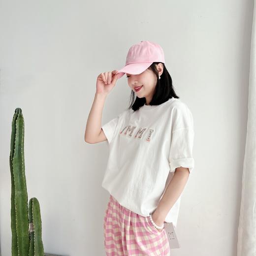 2024春夏新款 设计师款小众复古甜美钉珠亮片字母短袖T恤女 商品图2
