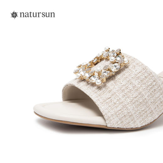 natursun耐冉女鞋小香风拖鞋女式夏季名媛气质高跟凉拖鞋N24307558 商品图3