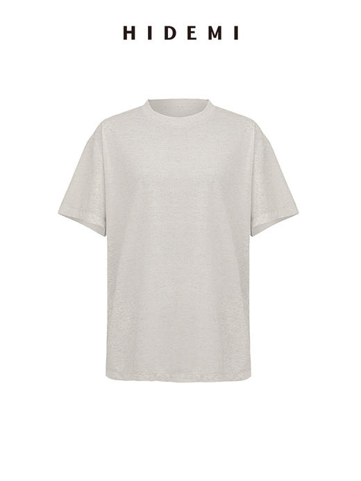 HIDEMI自然水洗亚麻轻薄宽松廓形T恤休闲四件套短袖长袖半裙长裤阿贝贝套装 商品图9