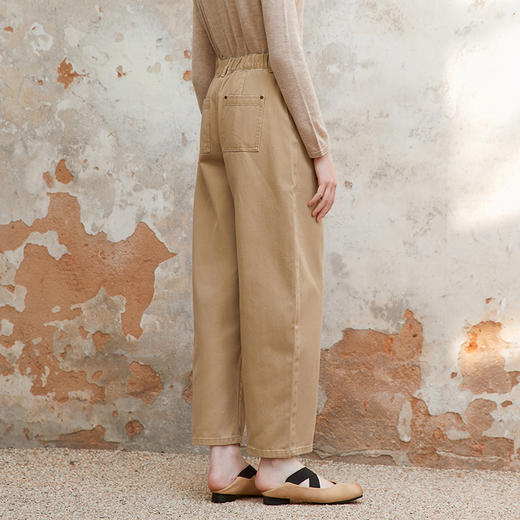 Famecoco范可儿全棉松紧腰阔腿休闲裤女士基础款长裤 商品图2