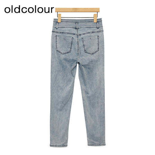oldcolour水洗牛仔裤春季新款高腰复古修身小脚铅笔裤女P11113107 商品图1
