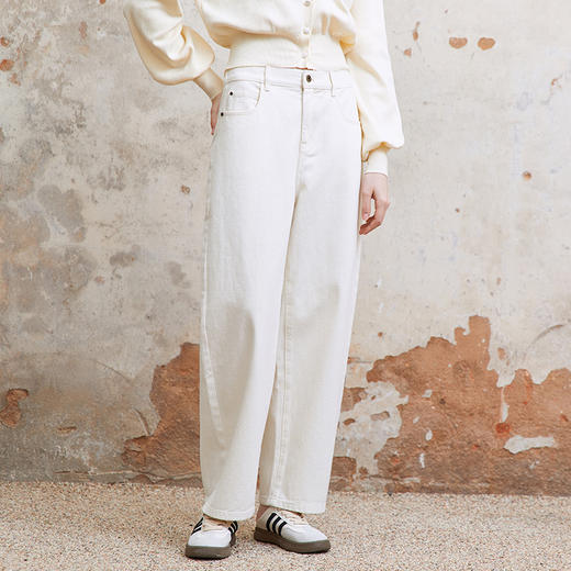 Famecoco范可儿全棉松紧腰阔腿休闲裤女士基础款长裤 商品图4