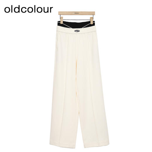 oldcolour纯色休闲裤春季新款高腰松紧阔腿运动长裤女P12073248 商品图2