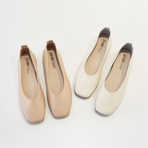 ZHR平底蛋卷鞋通勤鞋奶奶鞋女皮鞋子女豆豆鞋浅口女单鞋女鞋 商品图8