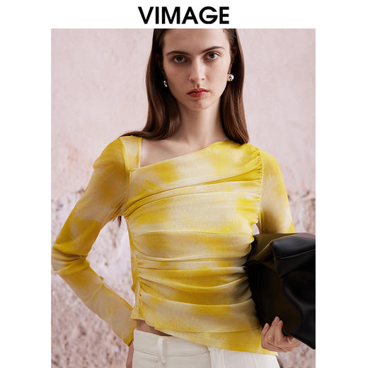 VIMAGE纬漫纪春季新款设计感小众修身气质小上衣V2113710 商品图3