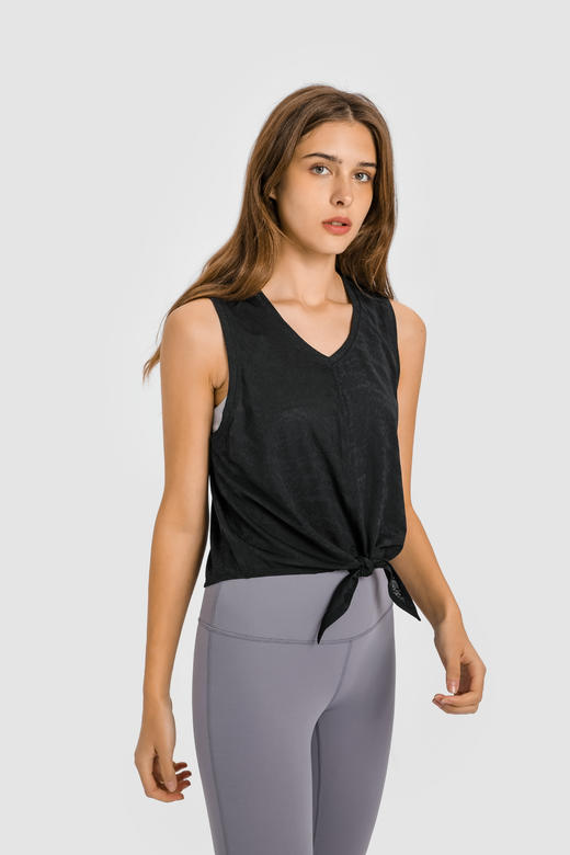 【提花面料】下摆系带 圆领背心 宽松罩衫 商品图1