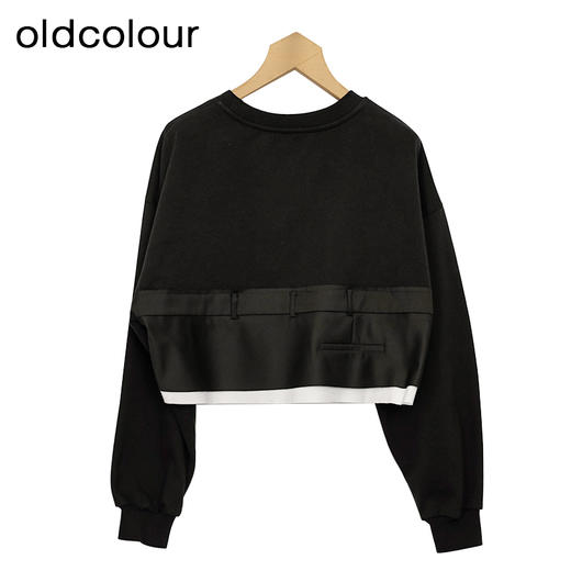 oldcolour短款卫衣春季新款设计感拼接圆领长袖上衣女P12024403 商品图1