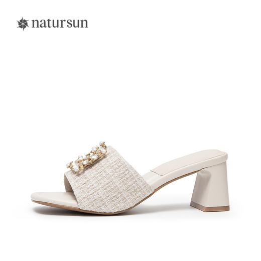 natursun耐冉女鞋小香风拖鞋女式夏季名媛气质高跟凉拖鞋N24307558 商品图2