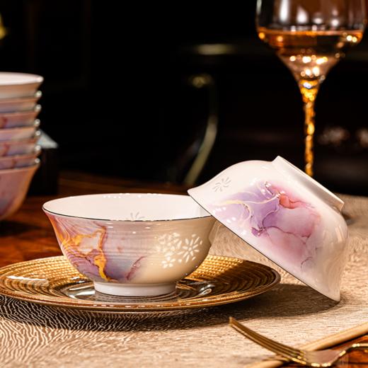 富玉  景德镇高温瓷餐具 新款高级感 10只装饭碗组合礼盒装 商品图1