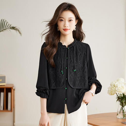 新中式国风衬衫，重工盘扣长袖衬衣CC-QL-S6675 商品图1