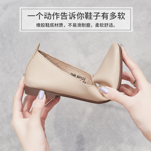 ZHR平底蛋卷鞋通勤鞋奶奶鞋女皮鞋子女豆豆鞋浅口女单鞋女鞋 商品图7