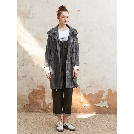 Famecoco范可儿纯棉休闲背带裤女士减龄运动黑色长裤FAC1GF001 商品图5