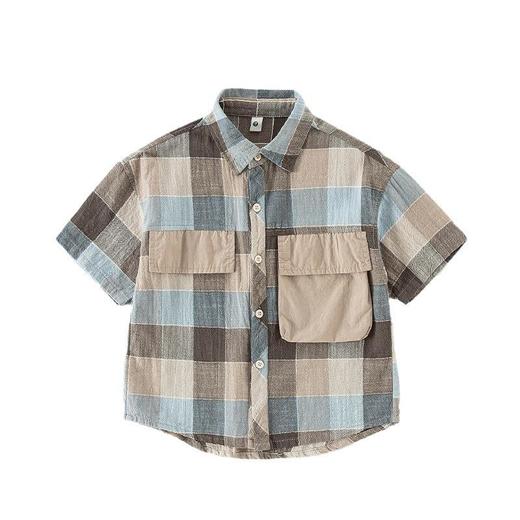 男童衬衫夏季薄款半袖宝宝韩版上衣小童格子衫夏装短袖儿童衬衣夏 商品图4