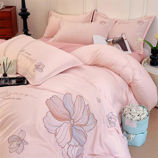 德绒棉磨毛绣花四件套 适用1.5~1.8m床 商品图1