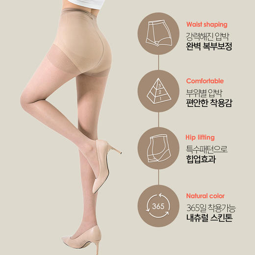 韩国chuu -5kg 皮肤收腹裸腿压力紧身肤色打底裤丝袜[福利品] 商品图2